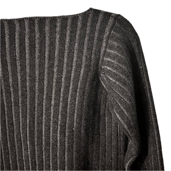 Jason Wu Ribbed Pattern Knit Cashmere Sweater Black Gray Boat Neck Womens S New - Picture 7 of 8